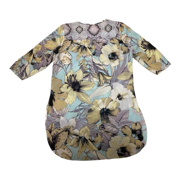 Anthropologie Fig and Flower Floral Hi/Lo Front Placket Tunic Split Sides M - Picture 11 of 15